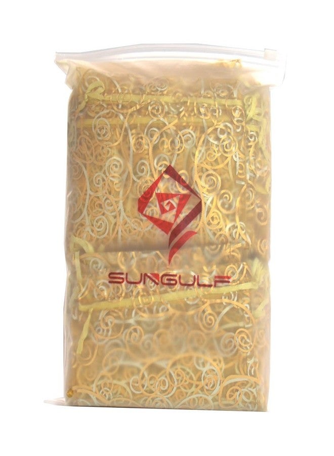 SUNGULF 100pcs Organza Pouch Bag Drawstring 6"x8" Strong Gift Candy Bag Jewelry Party Wedding Favor (Gold flower vine Print) - Image 2